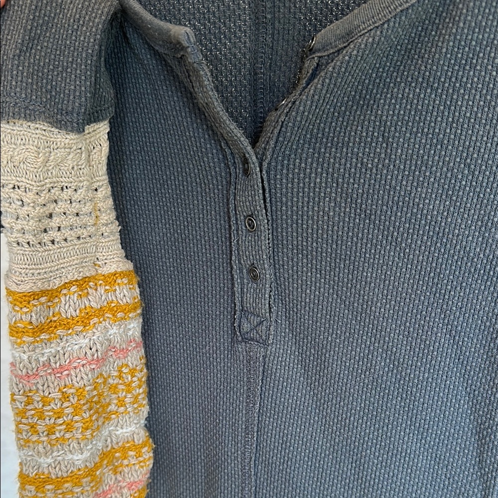 Free People Thermal Henley with Knit Cuffs